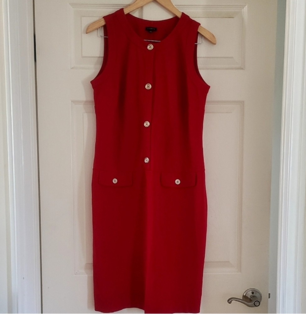 Talbots Red Sleeveless Sheath Midi Dress for Work
